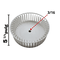 Turbina Izquierda para Campana, Modelo MCV60US/MCV90US Largo 1 13/16 Ancho 5 3/4 Flecha 3/16 - 09020700056 Turbina Izquierda para Campana, Modelo MCV60US/MCV90US Largo 1 13/16 Ancho 5 3/4 Flecha 3/16 - 09020700056