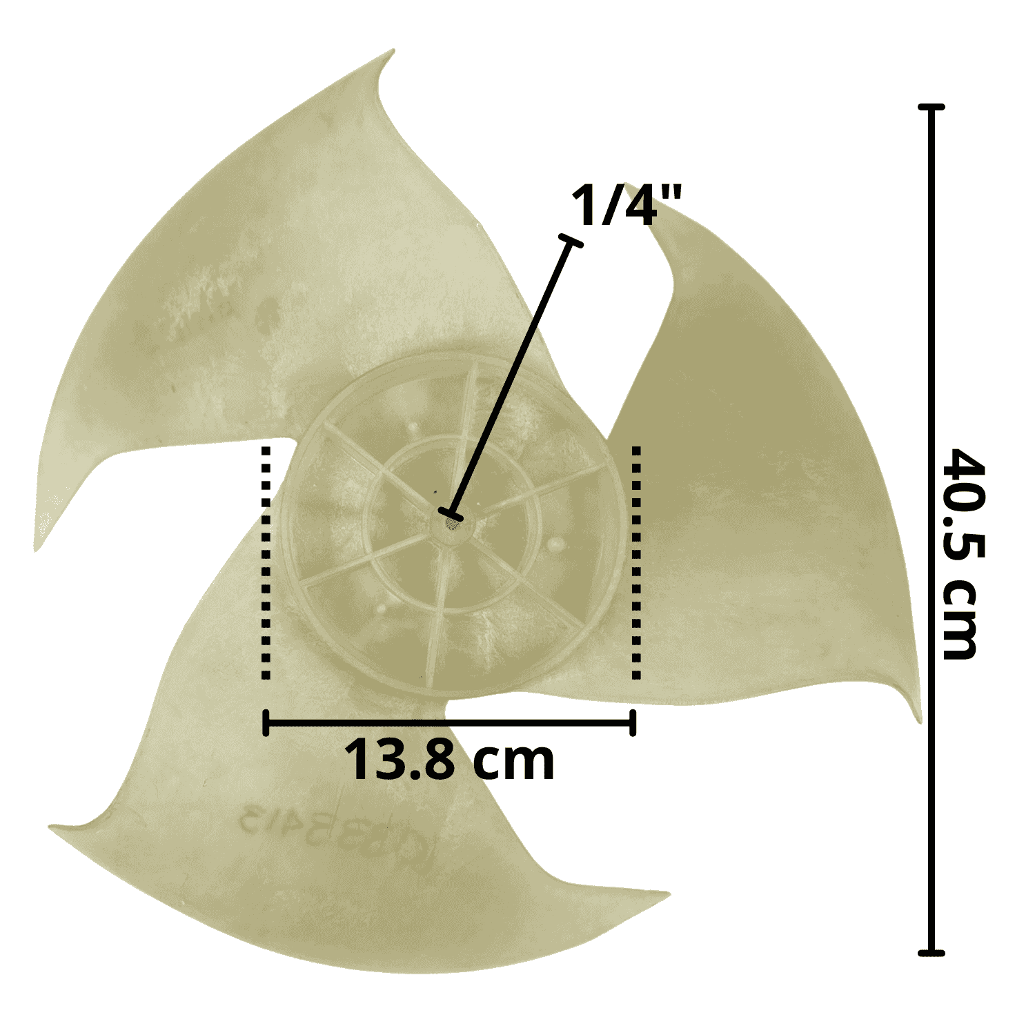 Aspa para Minisplit Condensador 1 Ton, Diametro Exterior 40.5cm, Centro 13.8 cm, Flecha, 1/4 3Hojas - 10333413