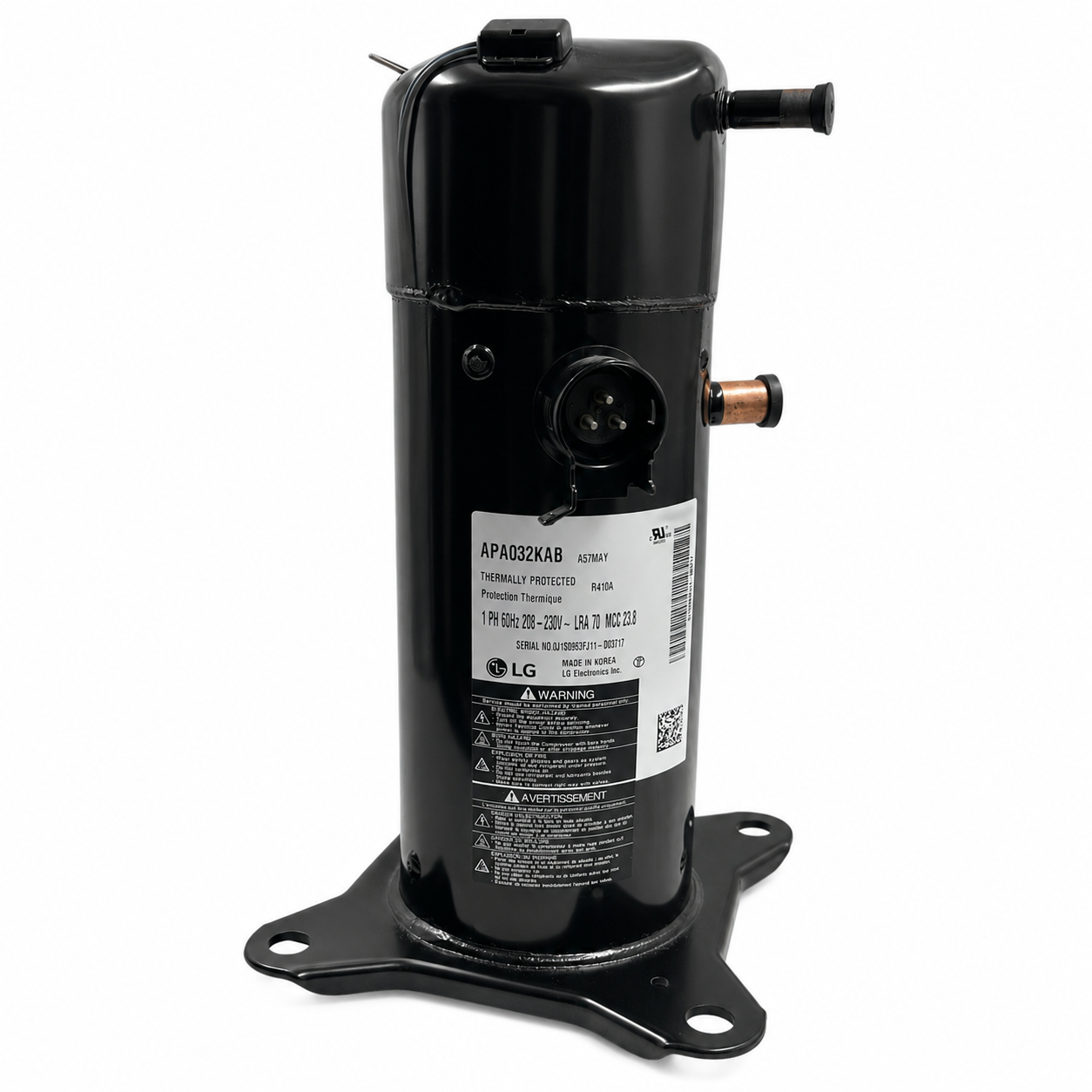 Compresor Mirage 3 Ton 220V, 1 Fase, R410A, Mod: APA032KAB MARCA:LG - 11102010000348 Compresor Mirage 3 Ton 220V, 1 Fase, R410A, Mod: APA032KAB MARCA:LG - 11102010000348