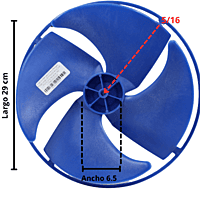 Aspa Condensador Para Minisplit Mirage Largo 28.9 Ancho Aro 6.1cm Flecha 5/16 Rotacion CW -12100105000021 Aspa Condensador Para Minisplit Mirage Largo 28.9 Ancho Aro 6.1cm Flecha 5/16 Rotacion CW -12100105000021
