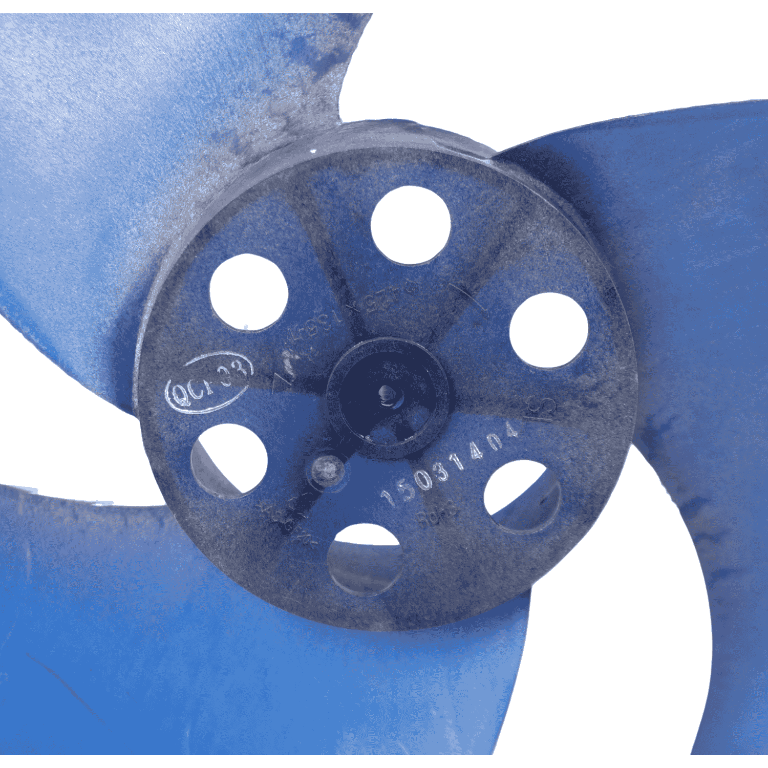 Aspa Condensador para Minisplit Mirage 1.5 Ton Largo 43.5cm Ancho 13cm Flecha 3/8 CCW izquierda 3 Hojas - 12100105000026