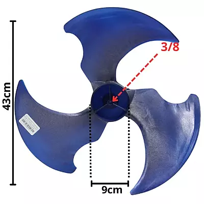 Aspa Condensador Para MiniSplit Mirage 1.5T, Largo 43cm, Ancho Aro 9cm, Flecha 3/8 - 12100105000051