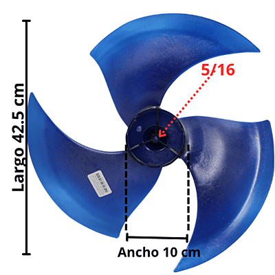 Aspa Condensador Largo 42.5 cm Ancho Aro 10cm Flecha 5/16 Hoja 3 CW Derecha - 12100105000821