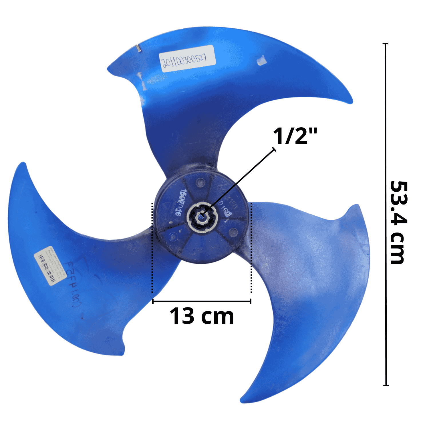 Aspa Condensadora Para MiniSplit Mirage Largo 53.4cm Centro 13cm Flecha 1/2 3 Hojas - 201100300527
