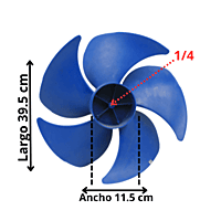 Aspa condensador Mirage Largo 39.5 cm Ancho 11.3 cm Flecha 1/4 5 hojas ccw Izquierda - 222401090002 Aspa condensador Mirage Largo 39.5 cm Ancho 11.3 cm Flecha 1/4 5 hojas ccw Izquierda - 222401090002