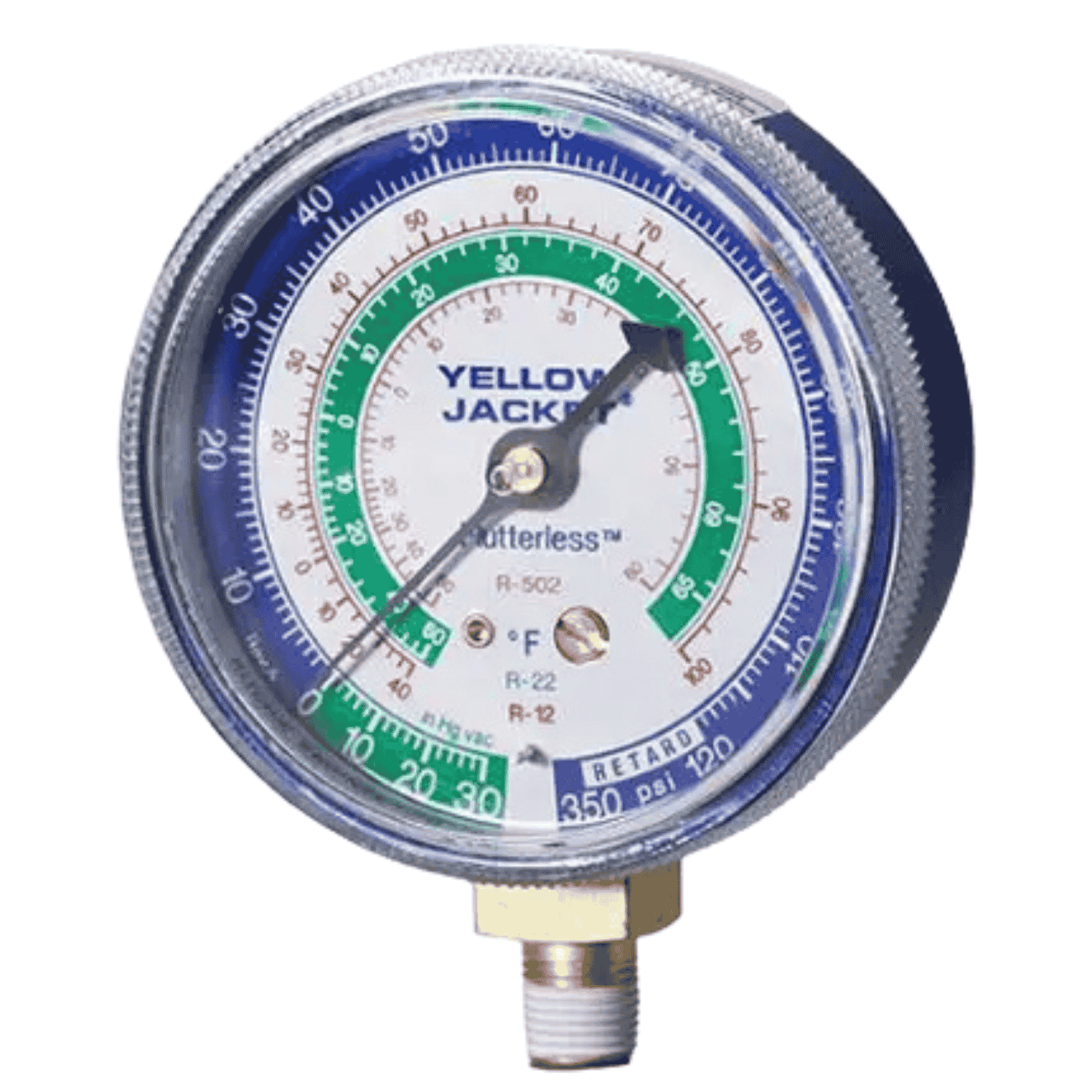 Manómetro 2 1/2" Baja Azul para °F 30"-0-120Psi R22/134A/404A Yellow Jacket 30" Azul - 49016 Manómetro 2 1/2" Baja Azul para °F 30"-0-120Psi R22/134A/404A Yellow Jacket 30" Azul - 49016