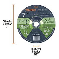 Disco para corte de piedra, tipo 42, diámetro 7' - ABT-418 / 11566 Disco para corte de piedra, tipo 42, diámetro 7' - ABT-418 / 11566