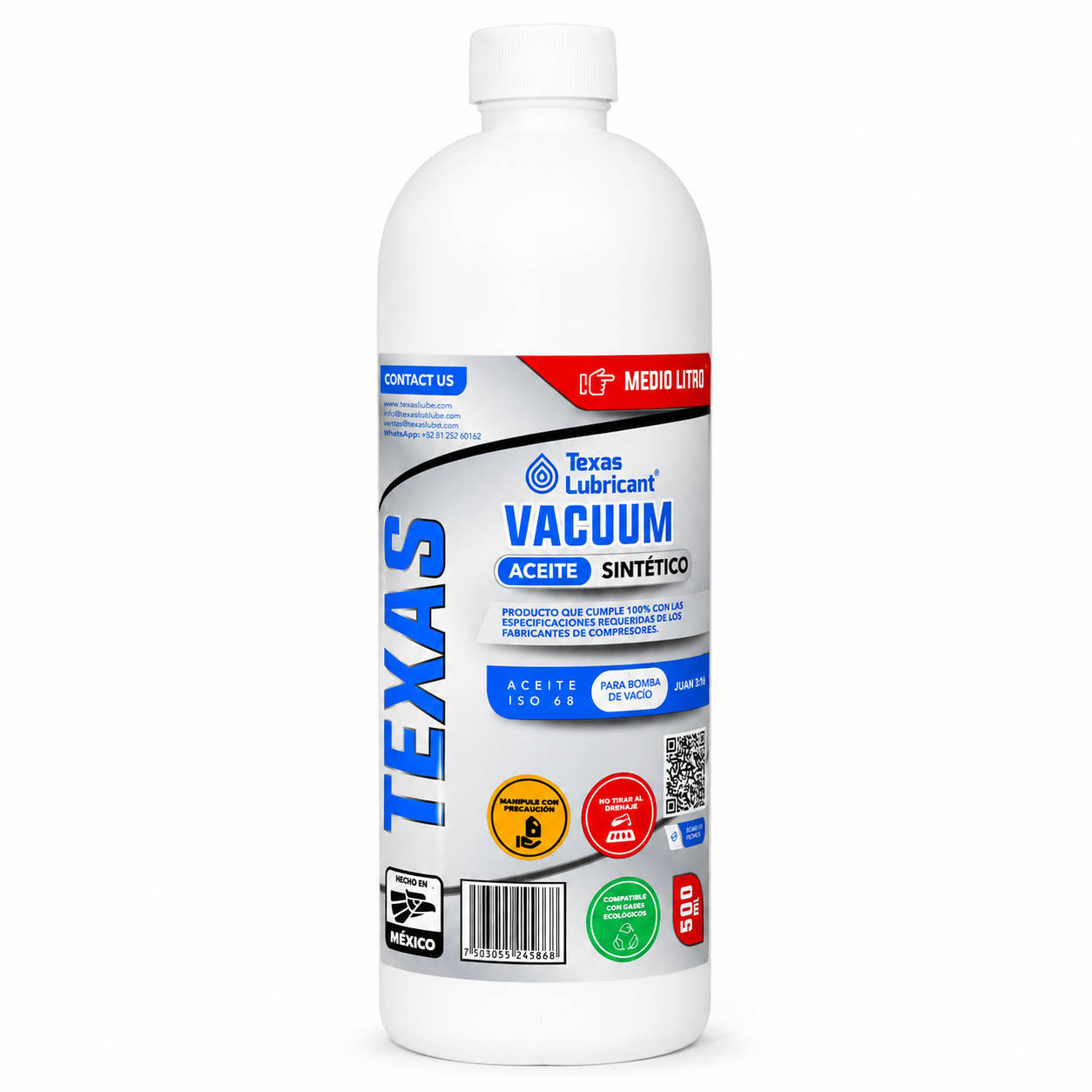 Aceite Mineral para Bomba de Vacio TEXAS, 500 ml - ABV12 Aceite Mineral para Bomba de Vacio TEXAS, 500 ml - ABV12