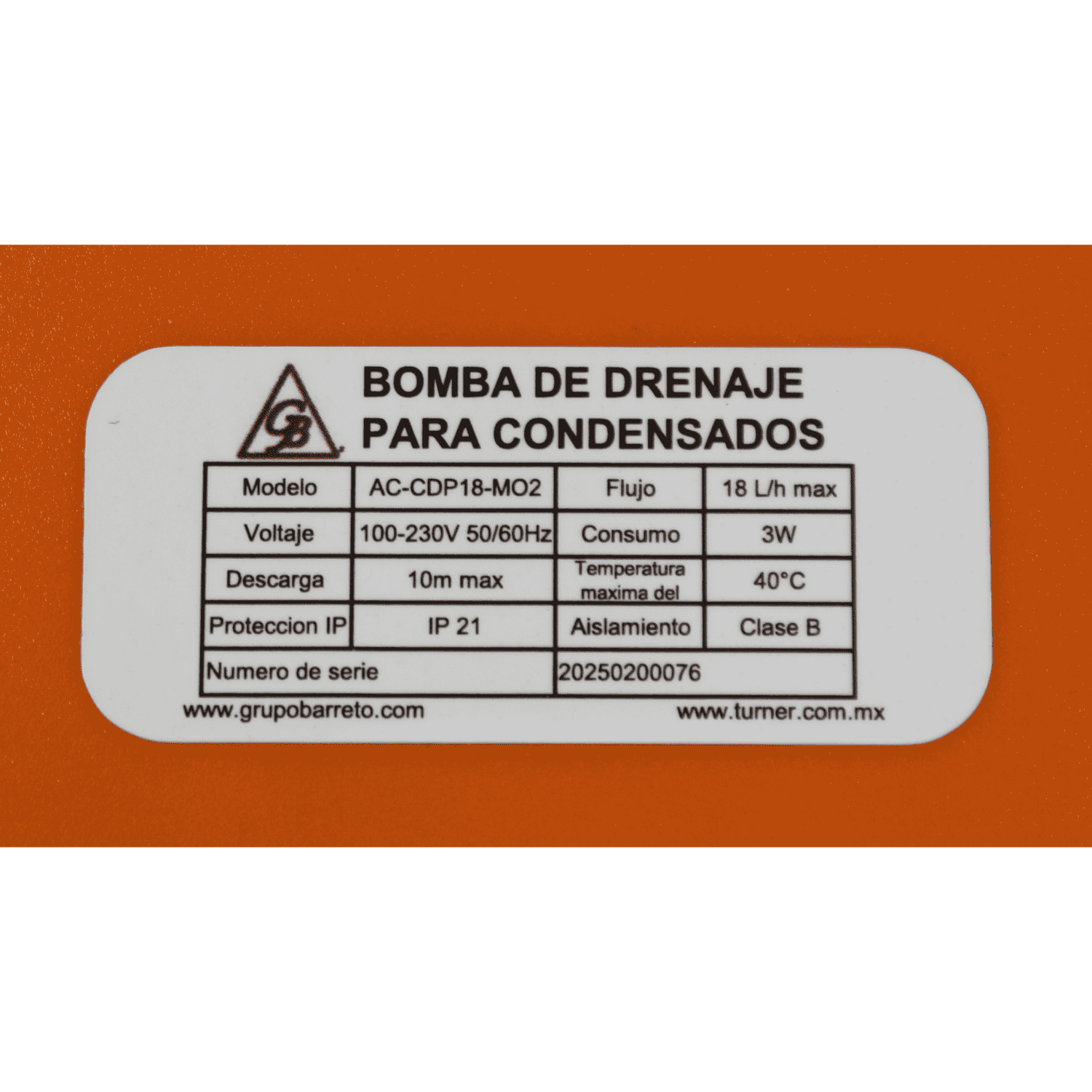 Bomba de Absorcion de Condensados Naranja V Dual - AC-CDP18-M02