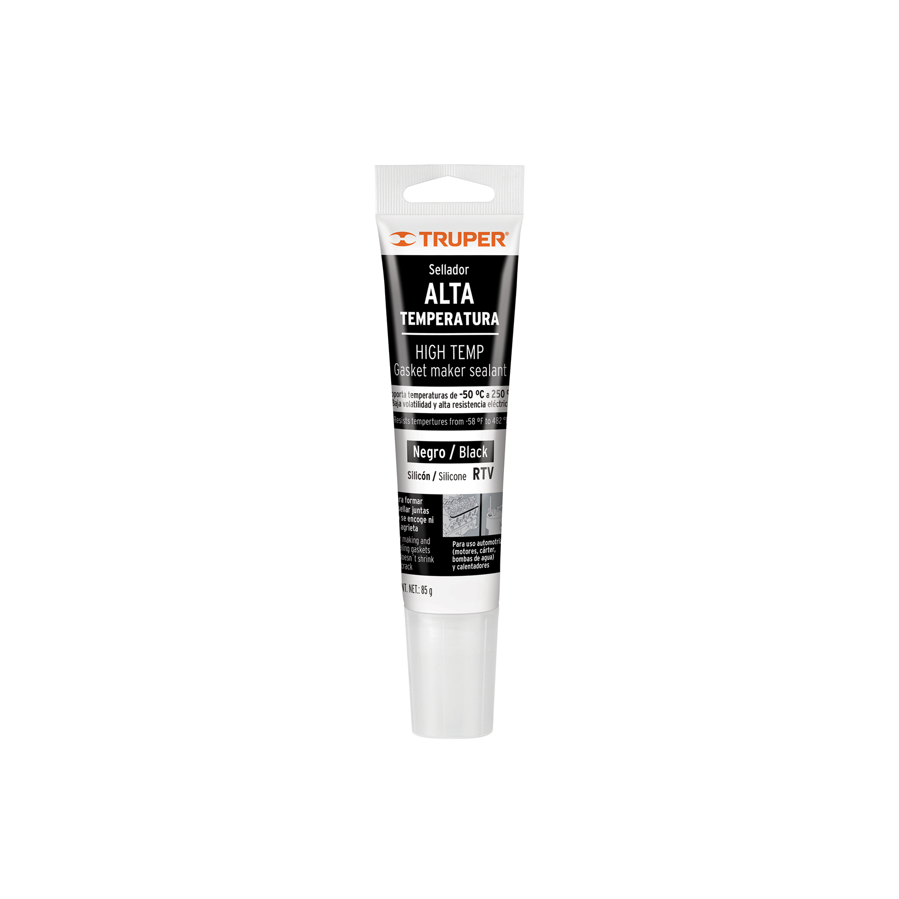 Sellador de silicón negro RTV para altas temperaturas, 85 g-ALTE-N / 17567