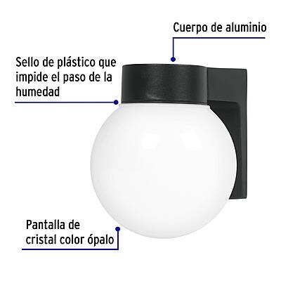 Arbotante de pared tipo globo, lámpara no incluida, Volteck - 47286 - ARB-001S - Caja con 1 Pieza – Master 8