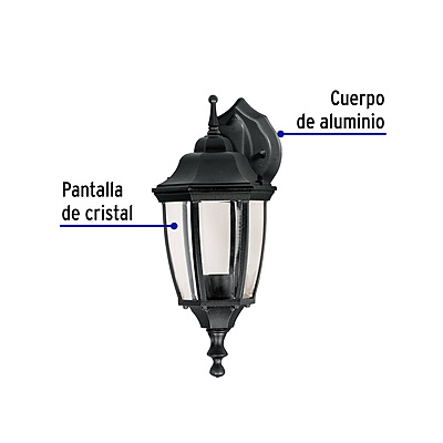 Arbotante tipo farol tradicional suspendido p/exterior negro - 47291 - ARB-103S - Caja con 1 Pieza – Master 8