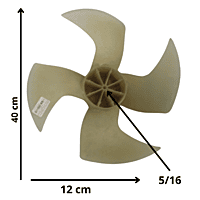 Aspa Condensador largo 40 Cm Centro 12 Cm Flecha 5/16 Pulg 4 hojas Rotacion CW derecha - AS-GF20 A Aspa Condensador largo 40 Cm Centro 12 Cm Flecha 5/16 Pulg 4 hojas Rotacion CW derecha - AS-GF20 A