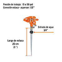 Aspersor metálico una vía, estaca de 11' - ASP-11 / 10318