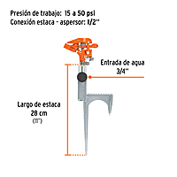 Aspersor metálico reforzado, estaca de escalón - ASP-11R / 10323 Aspersor metálico reforzado, estaca de escalón - ASP-11R / 10323