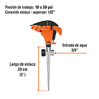 Aspersor plástico dos vías, estaca de 11' - ASP-P11X / 10339