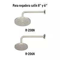 Brazo y chapetón tipo gancho para regadera, 50 cm, satinado - BCH-720N / 44509