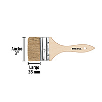 Brocha Económica, Mango De Madera, 3', Pretul, 24475 - BRE-3