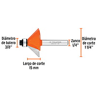 Broca para router, chaflán, 1-1/4' con balero - BROU-CH1-1/4X / 11468 Broca para router, chaflán, 1-1/4' con balero - BROU-CH1-1/4X / 11468