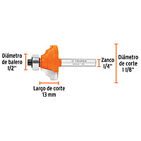 Broca para router, moldura clásica, 1-1/8' con balero - BROU-M1-1/8X / 11486 Broca para router, moldura clásica, 1-1/8' con balero - BROU-M1-1/8X / 11486