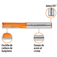 Broca para router, recta 2 filos, 1/4', mediana - BROU-R2-1/4M / 11452 Broca para router, recta 2 filos, 1/4', mediana - BROU-R2-1/4M / 11452