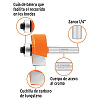 Broca para router, rebajado, 1-1/4' con balero - BROU-RB1-1/4X / 11477