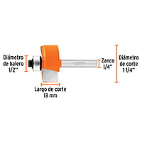 Broca para router, rebajado, 1-1/4' con balero - BROU-RB1-1/4X / 11477