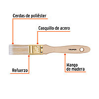 Brocha cerdas sintéticas,mango de madera, corte recto, 1' - BRT-1S / 13342 Brocha cerdas sintéticas,mango de madera, corte recto, 1' - BRT-1S / 13342