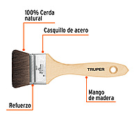 Brocha pelo de camello, mango de madera, 2' - BRT-2C / 12468 Brocha pelo de camello, mango de madera, 2' - BRT-2C / 12468