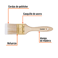 Brocha cerdas sintéticas,mango de madera, corte recto, 2' - BRT-2S / 13344 Brocha cerdas sintéticas,mango de madera, corte recto, 2' - BRT-2S / 13344