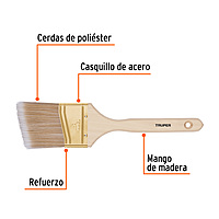 Brocha cerdas sintéticas, mango madera,corte angular, 3' - BRT-3AS / 13341 Brocha cerdas sintéticas, mango madera,corte angular, 3' - BRT-3AS / 13341