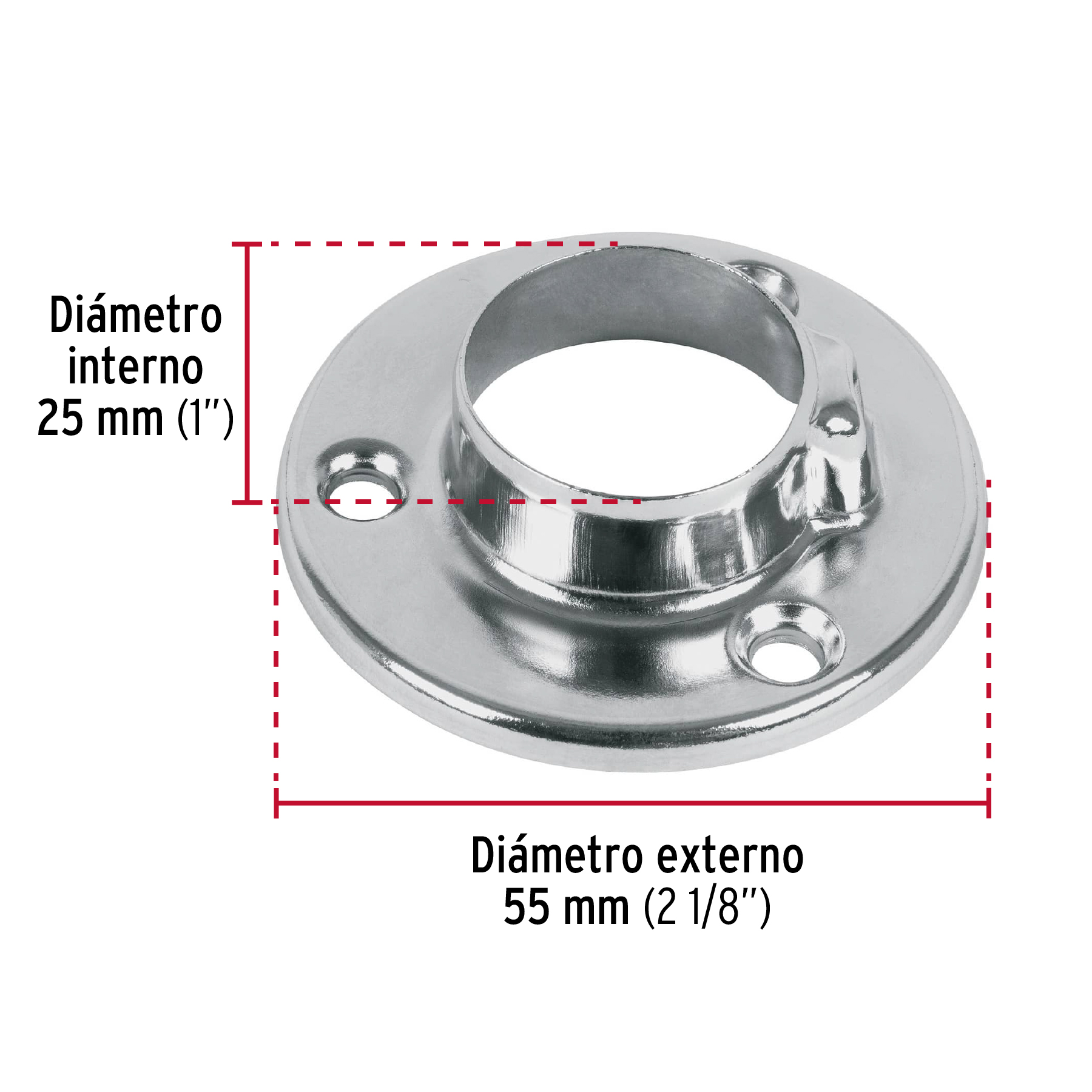 Brida cromada para tubo redondo de clóset, HERMEX-BTR-3 / 48975
