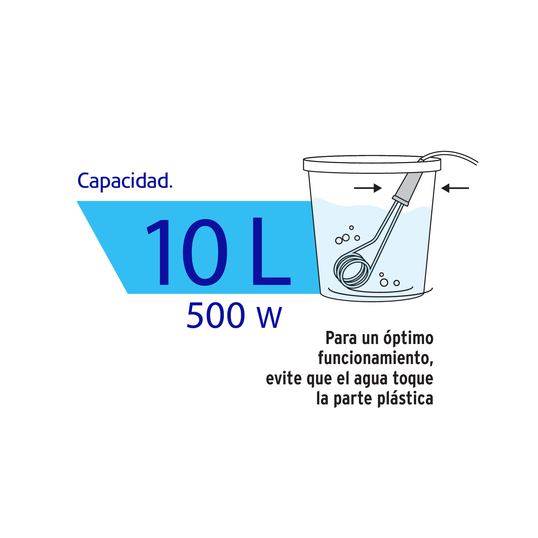 Calentador de inmersión para agua #2, 500W, 10 L Volteck - CAGU-2 / 46304