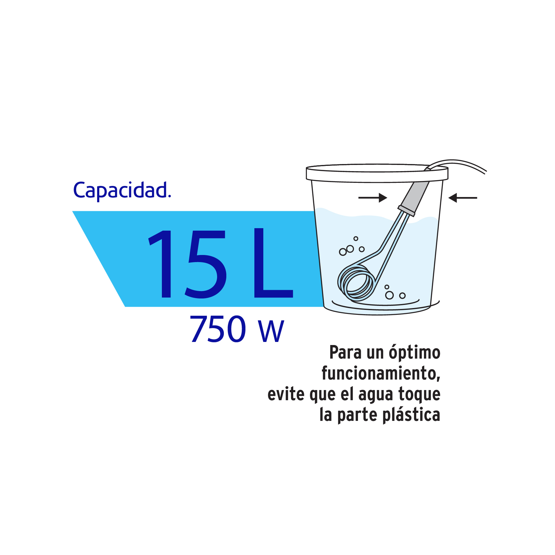 Calentador de inmersión para agua #4, 750W, 15 L Volteck - CAGU-4 / 46306