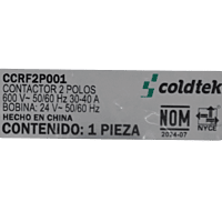 Contactor, 2 Polos, 30A Carga, Resistividad 40A, Bobina 24V DC - CCRF2P001 Contactor, 2 Polos, 30A Carga, Resistividad 40A, Bobina 24V DC - CCRF2P001