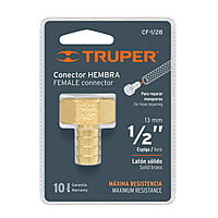 Conector sencillo 1/2', hembra, de latón maquinado - CF-1/2B / 12700 Conector sencillo 1/2', hembra, de latón maquinado - CF-1/2B / 12700