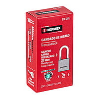 Candado de hierro, 38mm, gancho largo, caja - CH-38L / 43323 Candado de hierro, 38mm, gancho largo, caja - CH-38L / 43323
