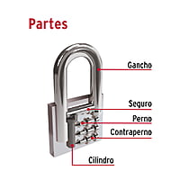 Candado de hierro, 50mm, gancho largo, caja - CH-50L / 43325 Candado de hierro, 50mm, gancho largo, caja - CH-50L / 43325