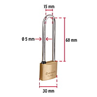 Candado de latón, 30mm, gancho extra largo, blister - CL-30XL / 43440 Candado de latón, 30mm, gancho extra largo, blister - CL-30XL / 43440