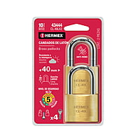 Blíster con 2 candados de latón de 40mm con gancho largo - CL-40LX2 / 43444 Blíster con 2 candados de latón de 40mm con gancho largo - CL-40LX2 / 43444