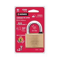 Candado de latón, 50mm, gancho largo, blister - CL-50L / 43439 Candado de latón, 50mm, gancho largo, blister - CL-50L / 43439