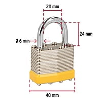 Juego de 4 candados cuerpo laminado, 40 mm, Hermex Basic - CM-40X4P / 20507 Juego de 4 candados cuerpo laminado, 40 mm, Hermex Basic - CM-40X4P / 20507