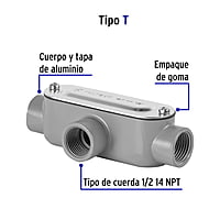 Condulet 1/2' conexión tipo T, Volteck - COLET-1/2-T / 46979 Condulet 1/2' conexión tipo T, Volteck - COLET-1/2-T / 46979