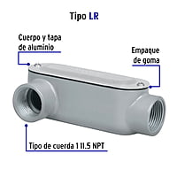 Condulet 1' conexión tipo LR, Volteck - COLET-1-LR / 46975 Condulet 1' conexión tipo LR, Volteck - COLET-1-LR / 46975