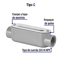 Condulet 3/4' conexión tipo C, Volteck - COLET-3/4-C / 46983 Condulet 3/4' conexión tipo C, Volteck - COLET-3/4-C / 46983