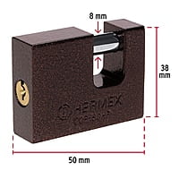 Candado antipalanca, 50mm, cuerpo de hierro, Hermex Basic - COR-50HP / 22515 Candado antipalanca, 50mm, cuerpo de hierro, Hermex Basic - COR-50HP / 22515