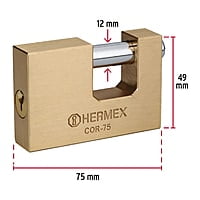 Candado antipalanca, 75mm, cuerpo de latón llave tradicional - COR-75 / 43357 Candado antipalanca, 75mm, cuerpo de latón llave tradicional - COR-75 / 43357