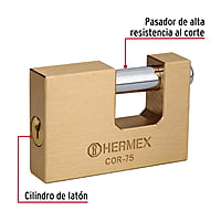 Candado antipalanca, 75mm, cuerpo de latón llave tradicional - COR-75 / 43357 Candado antipalanca, 75mm, cuerpo de latón llave tradicional - COR-75 / 43357