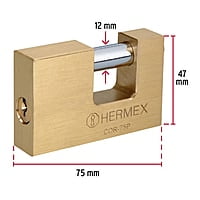 Candado antipalanca, 75mm, cuerpo de latón, Hermex Basic - COR-75P / 23512 Candado antipalanca, 75mm, cuerpo de latón, Hermex Basic - COR-75P / 23512