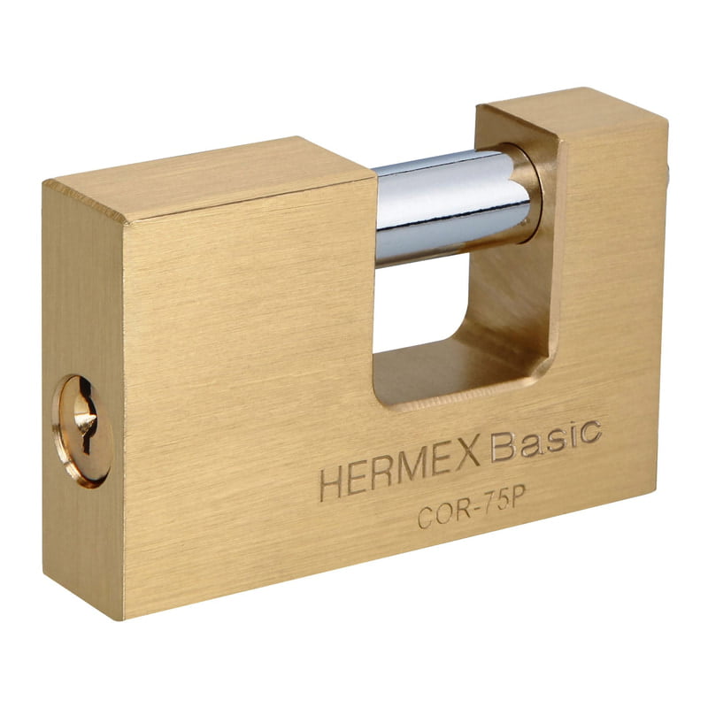 Candado antipalanca, 75mm, cuerpo de latón, Hermex Basic - COR-75P / 23512 Candado antipalanca, 75mm, cuerpo de latón, Hermex Basic - COR-75P / 23512